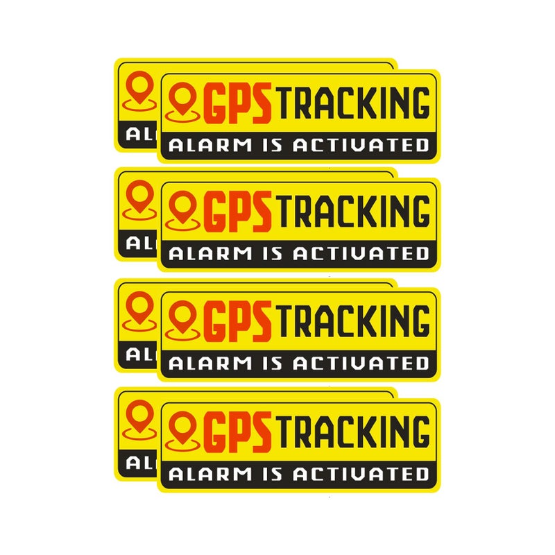 HMDZMR GPS Tracking Sticker 8Pcs Self Adhesive GPS Sticker 36 x 12 Inch GPS Tracker Alarm is Activated Stickers for Car Motorcycle Bike Truck Trailer Vehicle Safety Bumper
